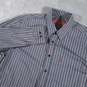 Cinch Shirt Mens L Gray Geometric Modern Fit Button Down Long Sleeve Cotton